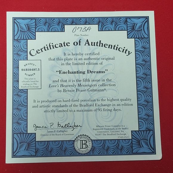 Vintage Bradford Exchange Enchanting Dreams Heart Decorative Plate No 073A 1997 - Picture 8 of 15